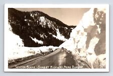 RPPC Winter Scene Near Summit Highway 40s 50s Cars Washington WA Postcard picture