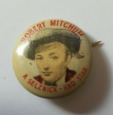 Vintage c1940 Robert Mitchum A Selznick RKO Star Quaker Cereal Pin Button Pin  picture