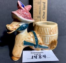 Vtg 50s Enesco Donkey and Cart Ceramic Toothpick Holder or Tiny Cactus Planter picture