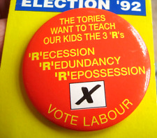 GENERAL ELECTION 1992 vintage LABOUR PARTY THE 3 'R' s  Campaign BADGE picture
