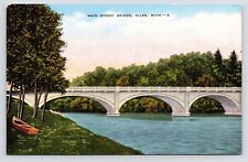 c1930s Main Street Bridge~St. Joe River~Niles Michigan VTG Linen Postcard picture