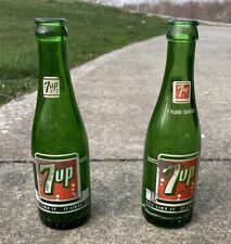 Vintage Set Of 7 Up Green Glass Soda Bottles 7 FL.Oz Fresh Up With 7 Up  picture