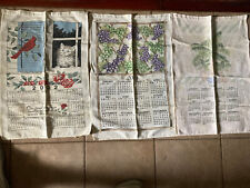 Vintage Linen Fabric Kitchen Calendar Tea Towels Lot of 3 2002, 2004, 2005 picture