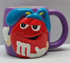 M&M Easter Mug 3D Bunny Ears Ceramic Purple Coffee Tea Cup Red M&M FAST Shipping picture