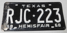 1968 Texas passener car license plate picture