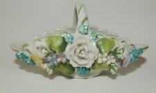 Antique Germany  Elfinware White Oval Basket with Applied Flower Bouquet picture