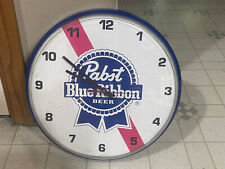 VINTAGE PABST BLUE RIBBON BEER SIGN CLOCK RED WHITE BLUE PABST  MILWAUKEE WI picture