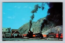 Durango CO-Colorado, D & R G Narrow Gage Train Leaving Station, Vintage Postcard picture