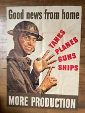 1942 Authentic WWII Poster - Good News More Production- Planes, Ships Tanks picture
