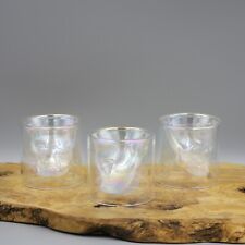 Skull Double Shot Glass - Clear Iridescent Glass - Set of 3 picture