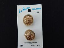 Vtg. Le Bouton Gold Metal Basketweave Buttons on Card 2 Count 7/8