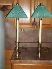 Two vintage fredrick cooper brass and flourescent candlestick lamps. picture