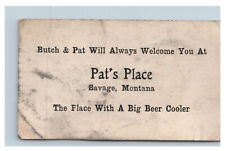Early Savage MT Pat's Place Business Card Risque Naughty Comic Montana picture
