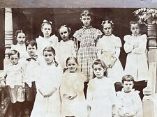 Birthday 1899 Little Kids Party Group on Front Steps Antique Vintage Photo picture