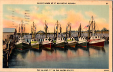 Vintage 1944 Shrimp Boats, Oldest City, St. Augustine Florida FL Postcard  picture