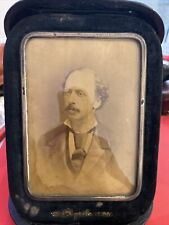 RARE Vintage  Photo Gentleman In Leather Travel Frame Case  19.5 X 14 Cm Approx picture