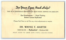 c1950's Dr. Wayne F. Martin Optometrist Seattle Washington WA Posted Postal Card picture