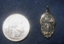 Vintage Scapular Medal, Miraculous Medal Combo Sterling Silver picture