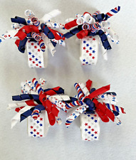Red White Blue Napkin Rings Set of 4 - July 4th Independence Day Patriotic OOAK picture