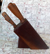 Vintage Carvel Hall Knife Set and Sharpener. Wood Knife Holder picture