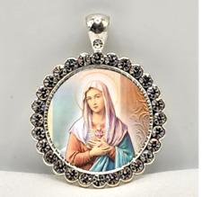 Immaculate Heart of Mary Catholic Medal Pendant Charm Necklace - Handmade Gift picture