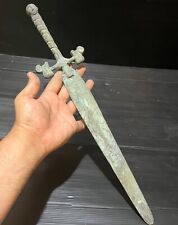 Collectable Pice Rare Old Roman Greek Byzantine Bronze Digger Sword With Animals picture