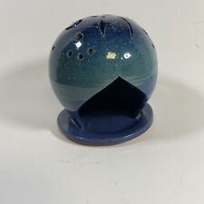 Handmade Blue Round Ceramic Galaxy Luminary Moon, Stars, Dolphin Candle holder picture