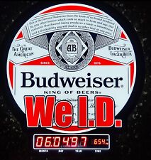 Budweiser Beer Light up LED Sign Clock “WE I.D.