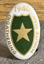 1940 Ingathering Minute Man Service Button Pin Green Gold Star 1