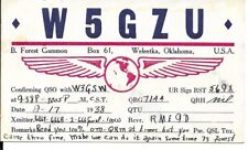 QSL  1938  Weleetka  Oklahoma    radio card picture