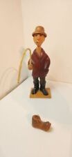 Italian Carved Wooden Man Fishing With Boot Statue Multicolor picture