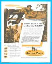1943 SEATTLE TIMES Newspaper vintage PRINT AD read the times WWII era picture