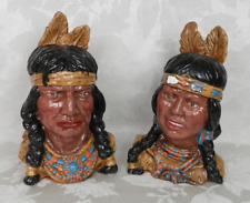 Vtg Pair Native American Indian Bust Bookends Universal Statuary 60's/70's 11