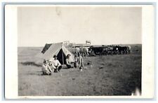 c1910's Camping On Frontier Horses Scene RPPC Photo Unposted Antique Postcard picture