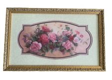 Homco HOME INTERIORS VICTORIAN PINK ROSES PICTURE GOLD ORNATE WOOD  13.5