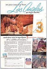 1950s Union Pacific Railroad Ad Visit 3 National Parks Grand Canyon Bryce Zion picture