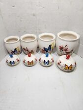 Set of 4 vintage BUTTERFLY country kitchen ceramic canisters SET  FROM 80'S  picture