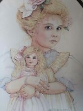 18754 Vintage Jan Hagara Collectible SPRING Print girl w doll Signed w COA  NOS picture