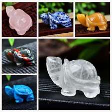 Raw Natural Quartz Crystal Carved Longevity Tortoise Healing Stone Turtle Statue picture