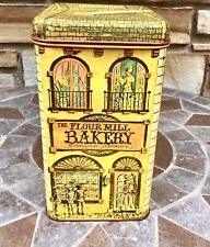 Vintage Cheinco Flour Mill Tin Canister Town Village Bakery 70s Kitchen picture