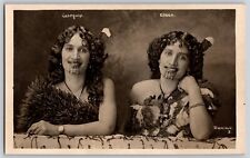 RPPC 2 Maori Female Guides Face Tattoo Eileen & Georgina New Zealand Ca 1920's picture