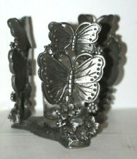VINTAGE PEWTER CANDLE HOLDER 4'' TALL MADE IN TAIWAN - HCG - BUTTERFLIES  picture