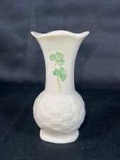 Belleek 150th Anniv Ireland Porcelain Mini Bud Vase Hand Painted Shamrocks 4