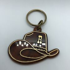 Vtg 1980 Amber Cowboy Hat Keychain w/ R Logo Key Ring picture
