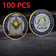 100PCS Masonic Freemasonry Member Challenge Coin Masonic Hope Faith Charity Gift picture