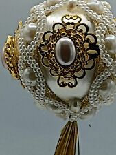 Pearl&Gold Vintage-style Decorated Ornament One Of A Kind Satin Ball picture