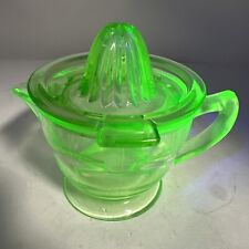 Vintage Green Uranium Depression Glass Measuring Cup and Juicer Reamer 2 cup picture