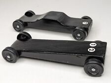 Lot of 2 - Pine Wood Derby Cars, Wedge and Cruiser - Painted Black - Raced 2020 picture