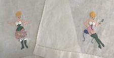 2 Vintage Risqué Naughty HAND Appliquéd Embroidered LADIES Hand Towels SET picture