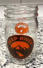 RARE Deep River Brewing Company Beer MASONS JAR Glass MANCAVE CLAYTON NC picture